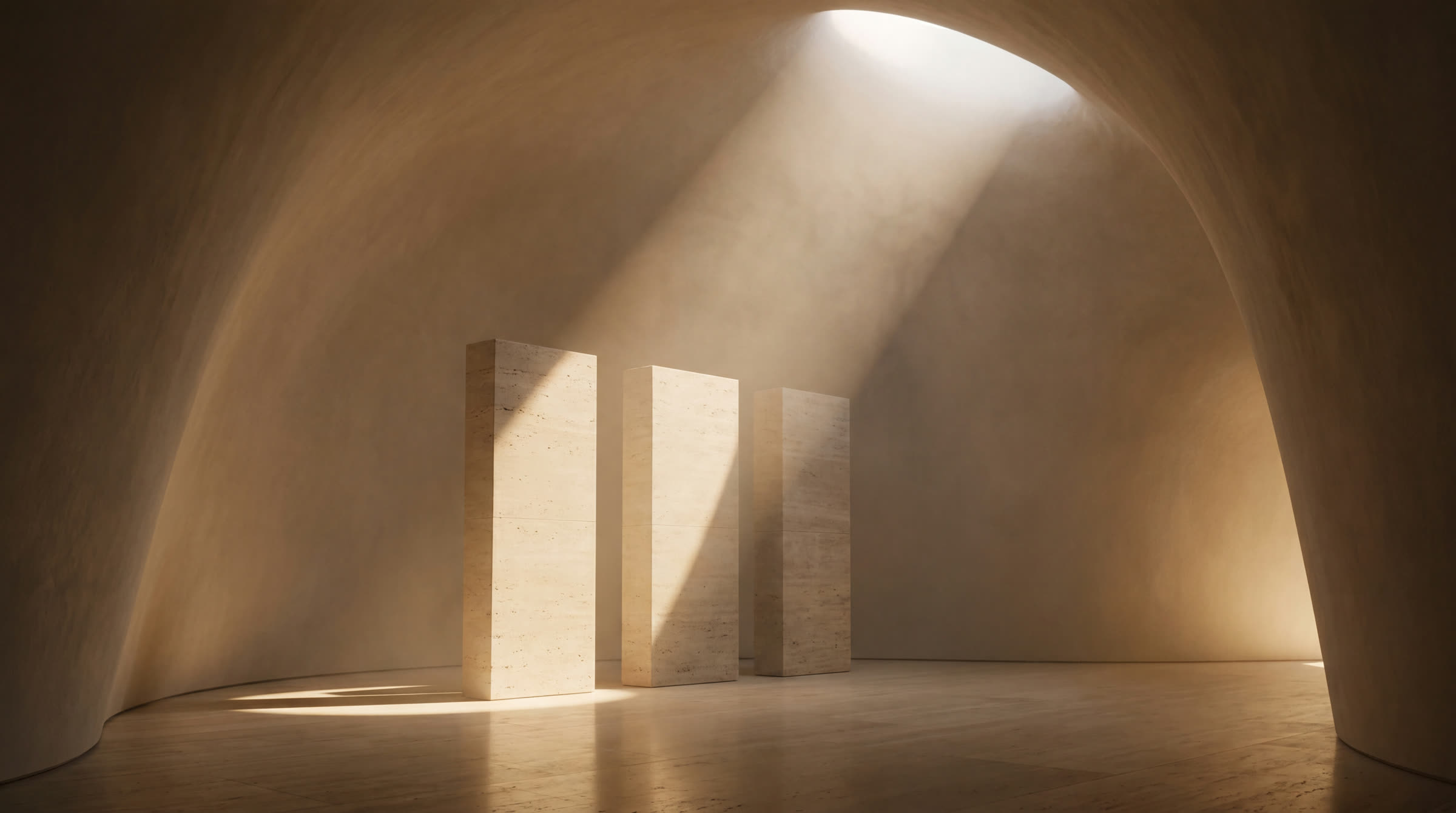 Three pillars under one zenithal beam