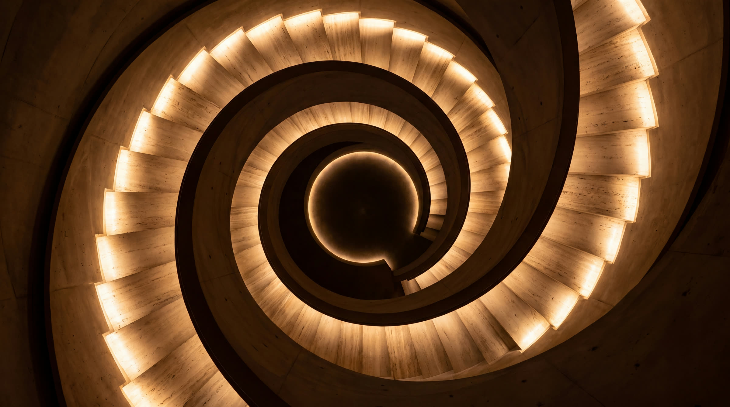 A luminous spiral seen from below